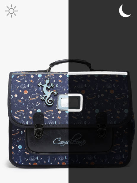 Boekentas Rétro 2 Compartimenten Cameleon Blauw retro CA35 ander zicht 6